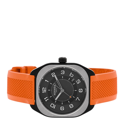 Hermes DLC Coated Titanium Rubber 39mm H08 Automatic Watch Orange 2 of 5