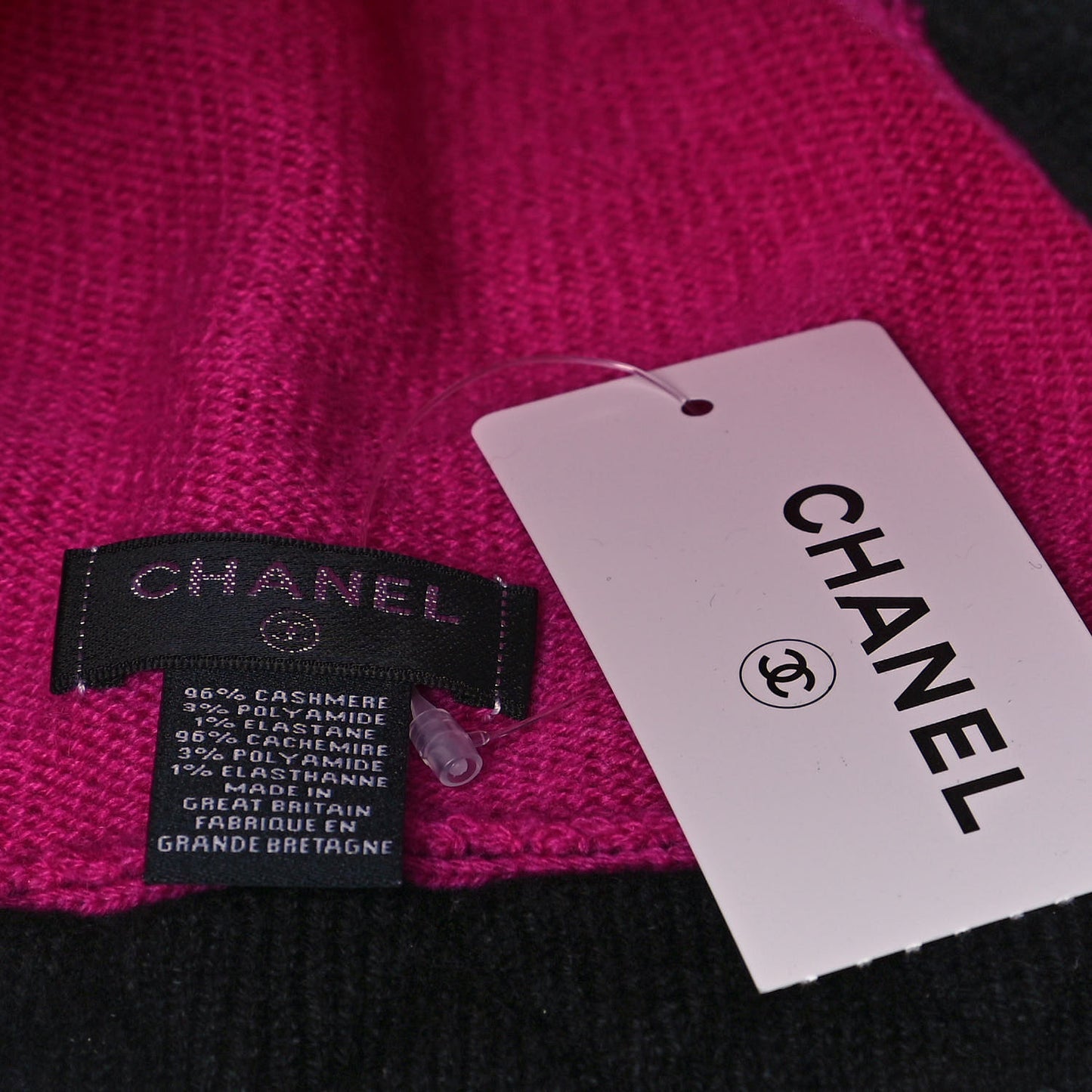 Cashmere Quilted CC Beanie Hat Pink Purple Black