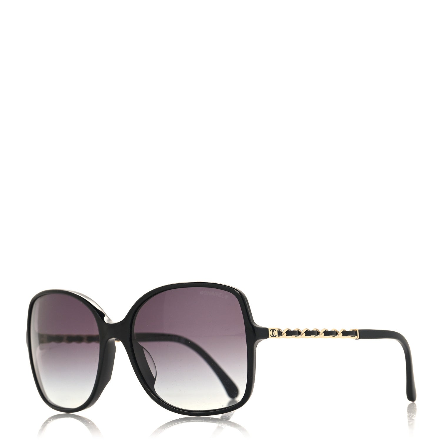 Chanel Acetate Metal Lambskin Square Chain Sunglasses 5210-Q-A Black 1 of 7