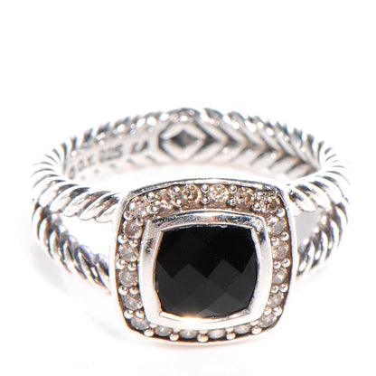 David Yurman Sterling Silver Diamond Black Onyx 7mm Petite Albion Ring 52 6 1 of 5