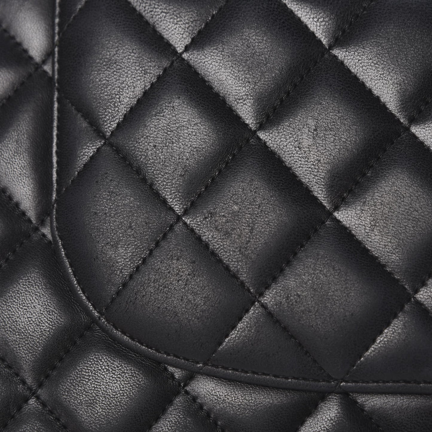 Lambskin Quilted Jumbo Double Flap Black