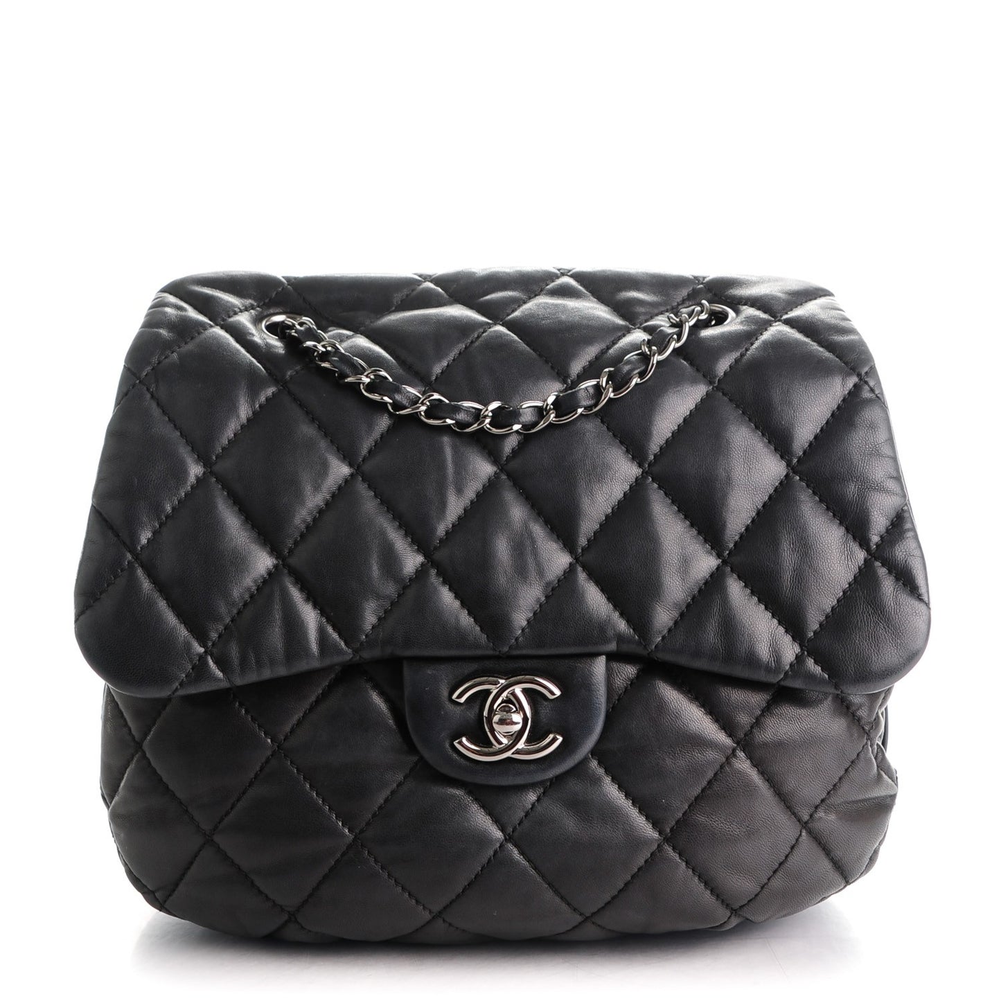Lambskin Quilted 3 Large Flap Black