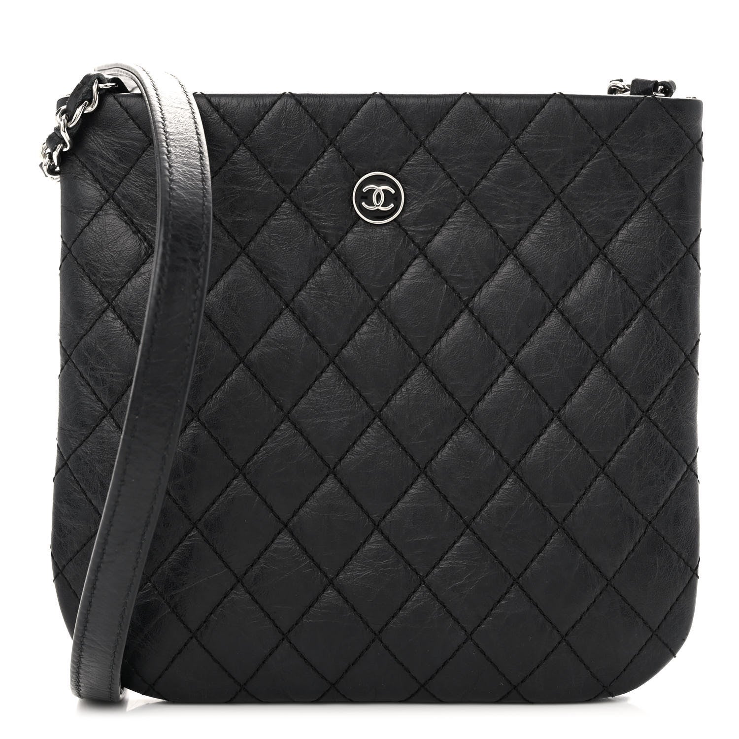 Chanel Aged Calfskin Quilted Crossbody Bag Black 1 of 9
