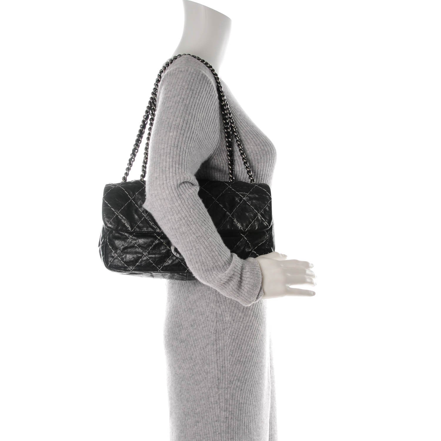Chanel Glazed Goatskin Double Stitch Flap Black 2 of 7