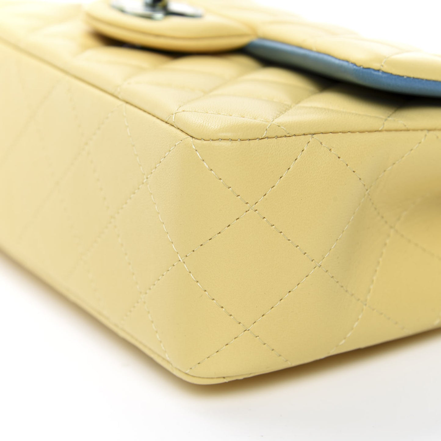 Lambskin Quilted Mini Rectangular Flap Yellow Blue