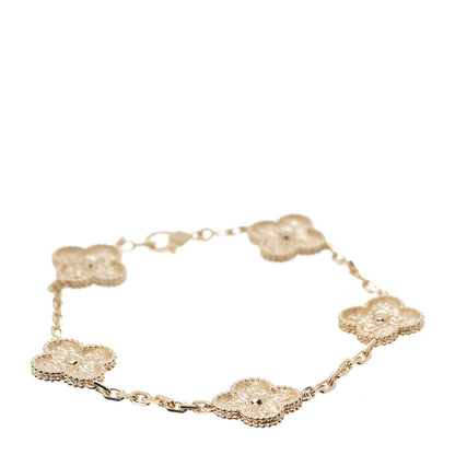 Van Cleef & Arpels 18K Yellow Gold 5 Motifs Vintage Alhambra Bracelet 1 of 6