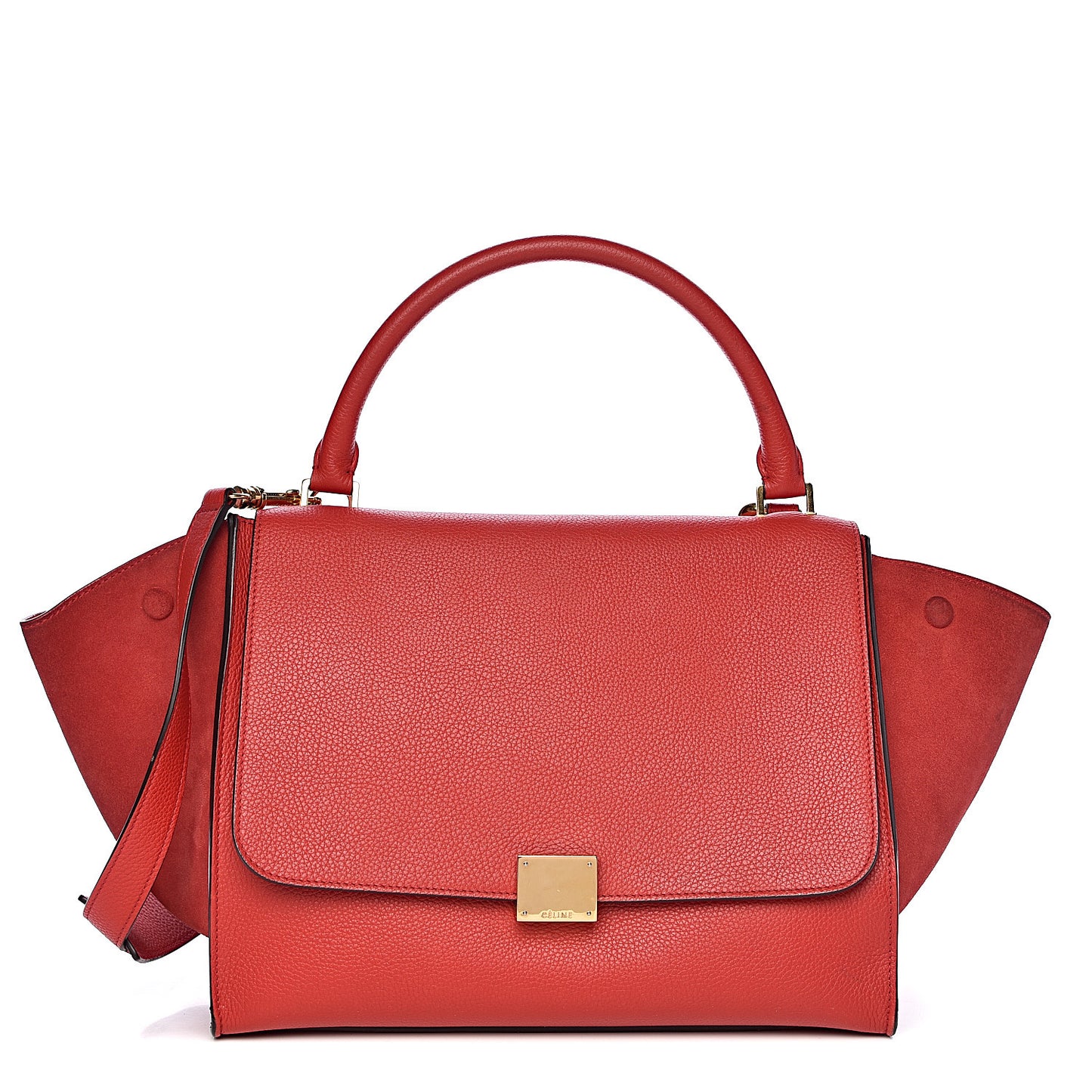 Drummed Calfskin Suede Medium Trapeze Coquelicot