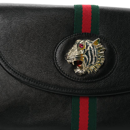 Gucci Textured Calfskin Web Small Rajah Slim Flap Shoulder Bag Black 9 of 12