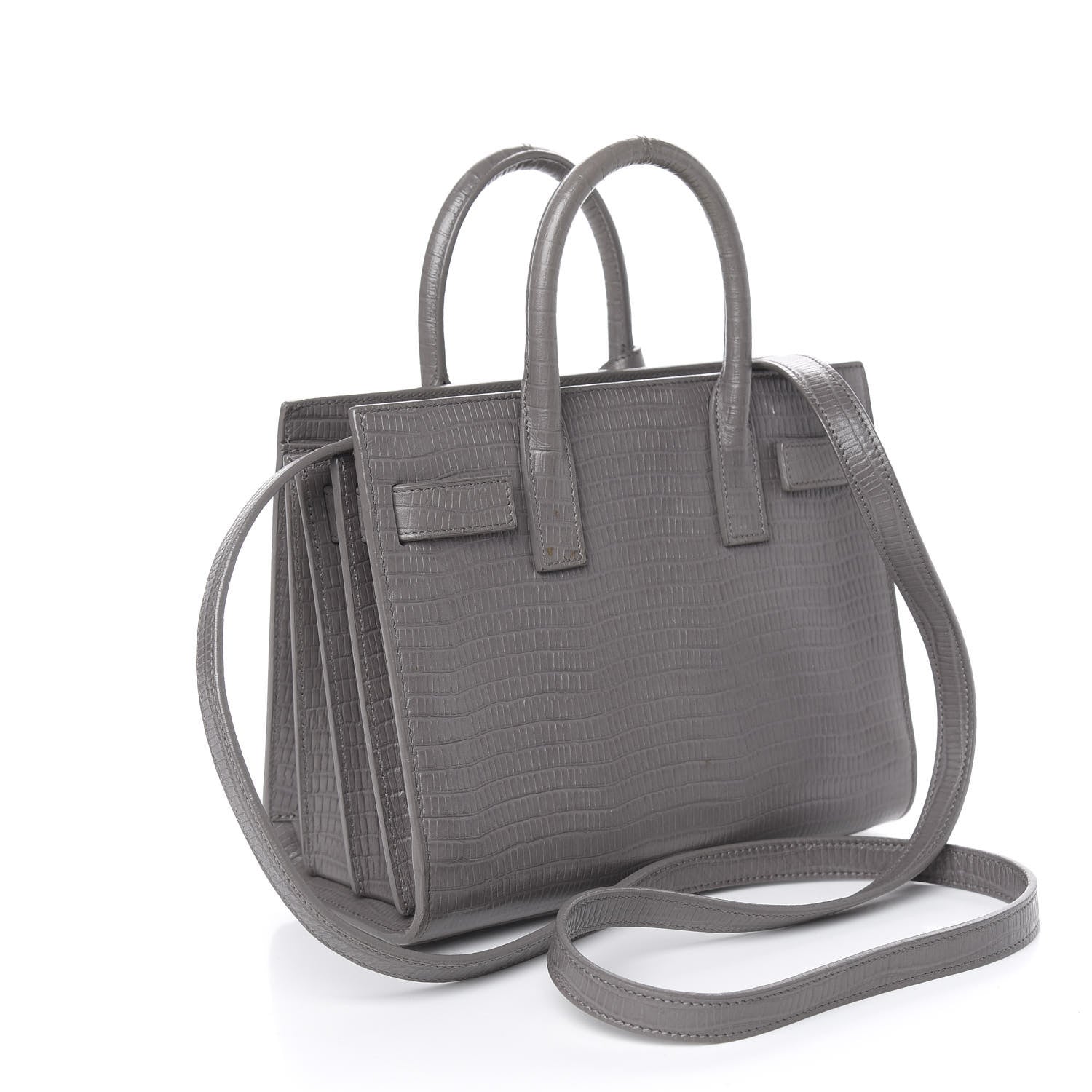 Saint Laurent Calfskin Lizard Embossed Nano Sac De Jour Fog 4 of 15
