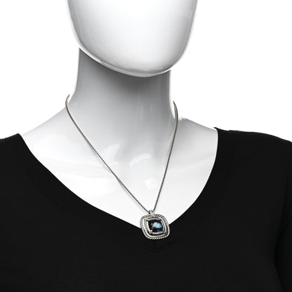 David Yurman Sterling Silver Diamond Hampton Blue Topaz Chatelaine Cable Bezel Pendant Necklace 2 of 4
