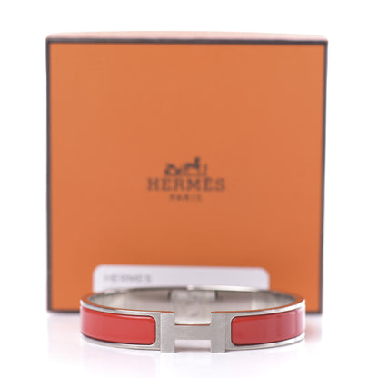 Hermes Matte Enamel Narrow Clic Clac HH Bracelet Rouge Vif 4 of 4