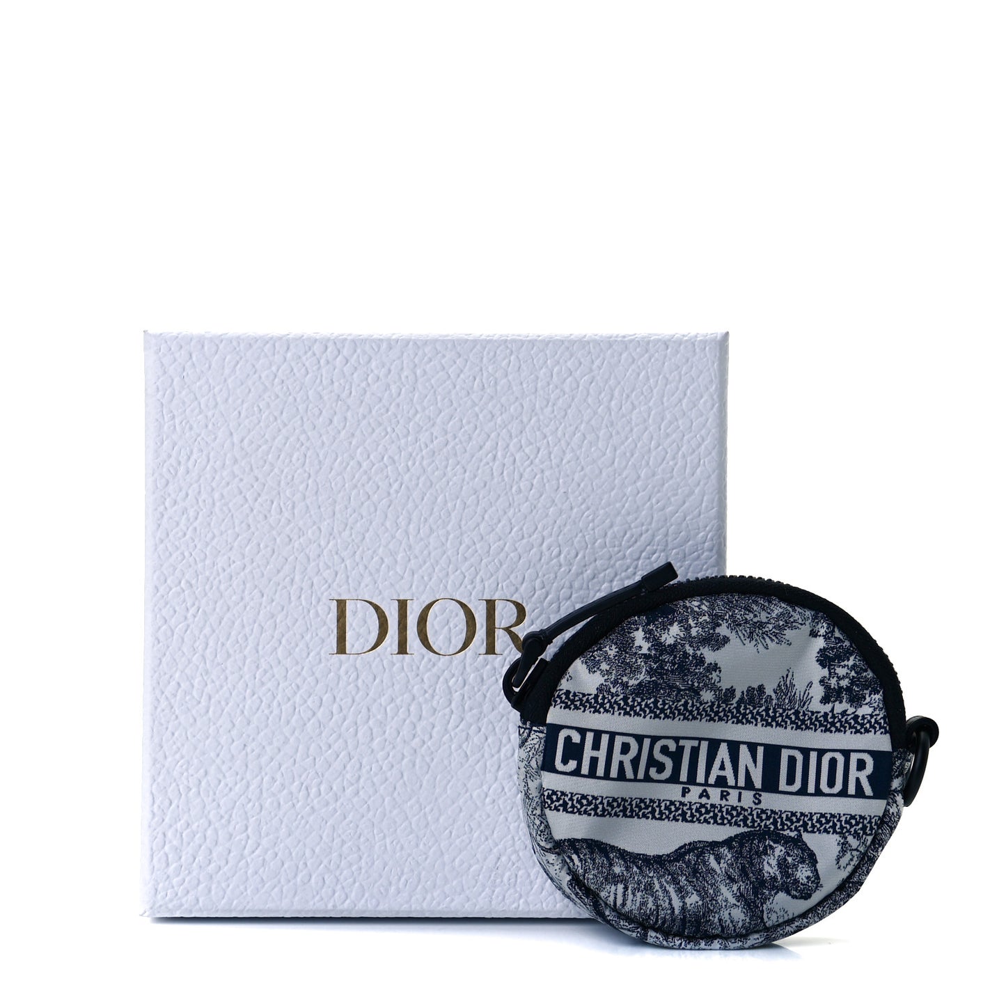 Technical Fabric Embroidered Toile De Jouy DiorTravel Round Coin Purse Blue