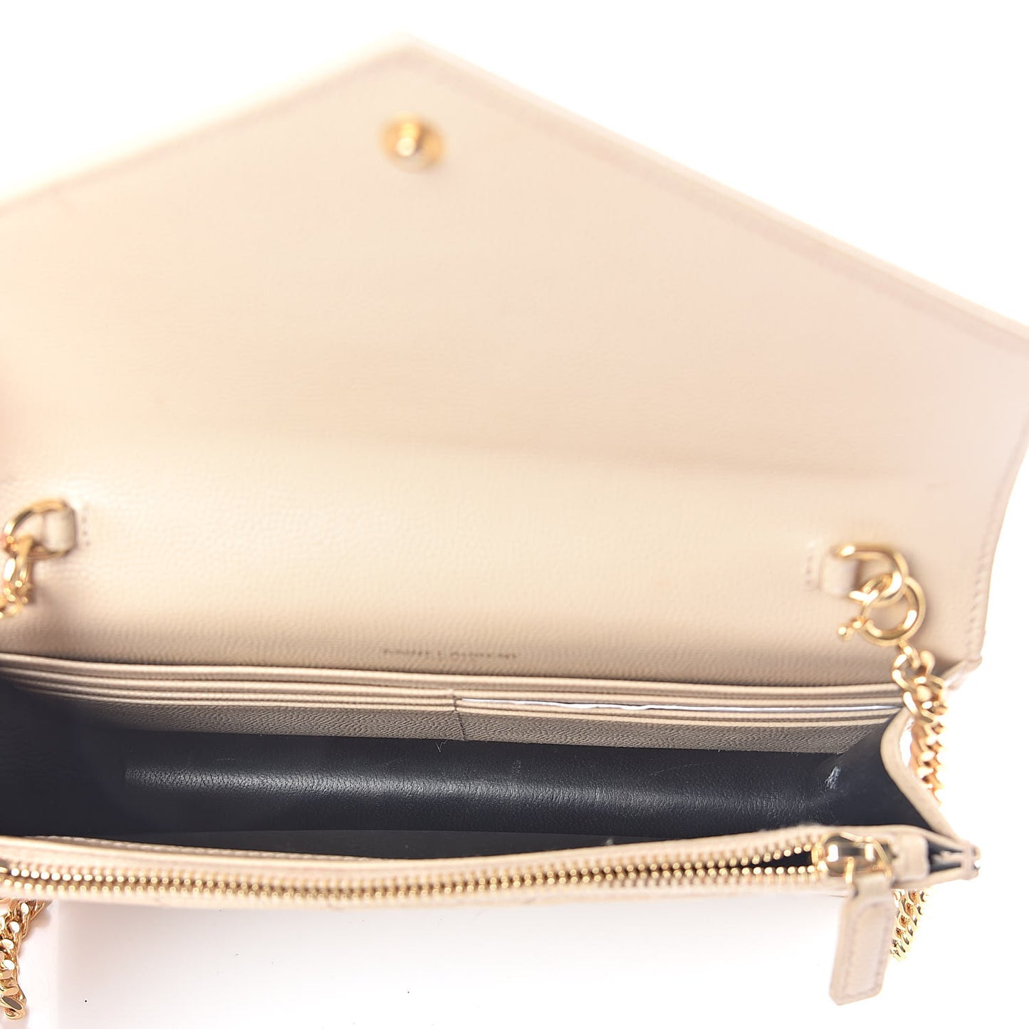Grain De Poudre Matelasse Chevron Monogram Envelope Chain Wallet Nude Powder