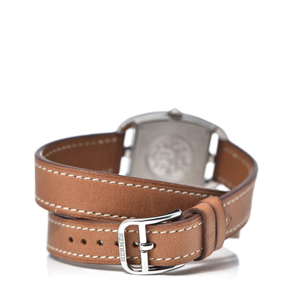 Hermes Stainless Steel Barenia 26mm Cape Cod Tonneau Double Tour Quartz Watch Fauve 4 of 9