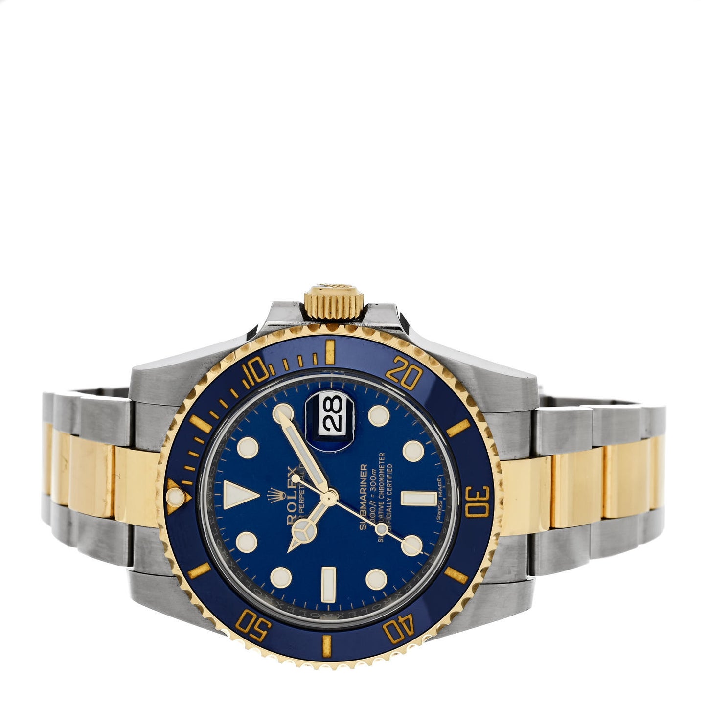 Stainless Steel 18K Yellow Gold 40mm Submariner Date Watch Royal Blue 116613LB