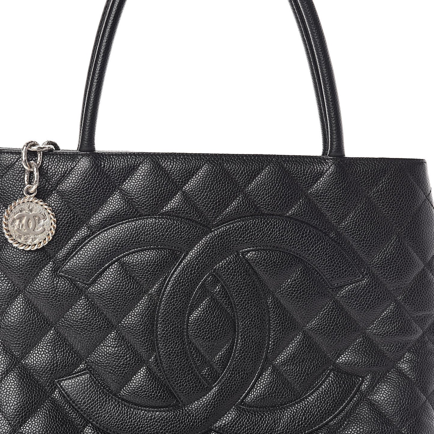 Caviar Quilted Medallion Tote Black