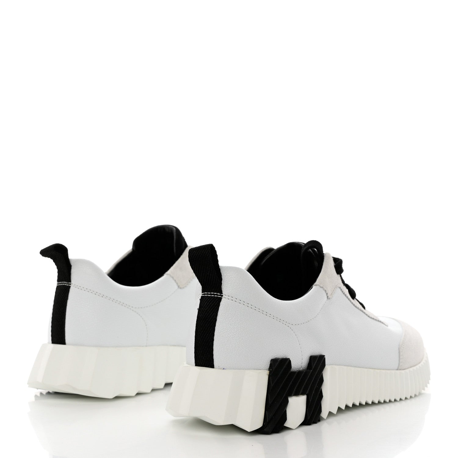 Hermes Goatskin Suede Goatskin Bouncing Sneakers 39 White Black 4 of 10