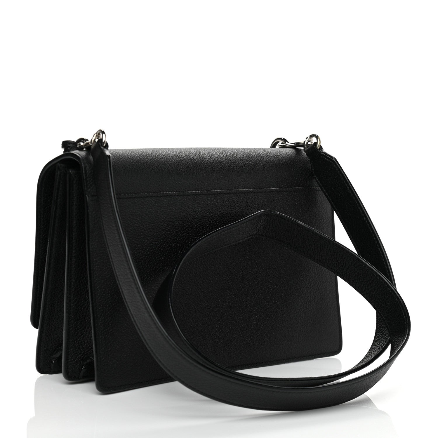 Saint Laurent Grained Calfskin Medium Monogram Sunset Satchel Black 2 of 12