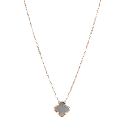 Van Cleef & Arpels 18K Rose Gold Gray Mother of Pearl Vintage Alhambra Pendant Necklace 1 of 5