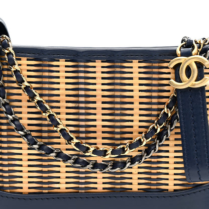 Chanel Rattan Calfskin Small Gabrielle Hobo Beige Navy 8 of 10
