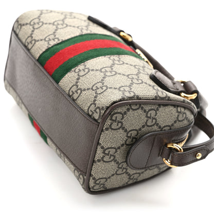 Gucci GG Supreme Monogram Textured Dollar Calfskin Web Super Mini Ophidia Top Handle Bowler Bag Beige Ebony New Acero 11 of 15