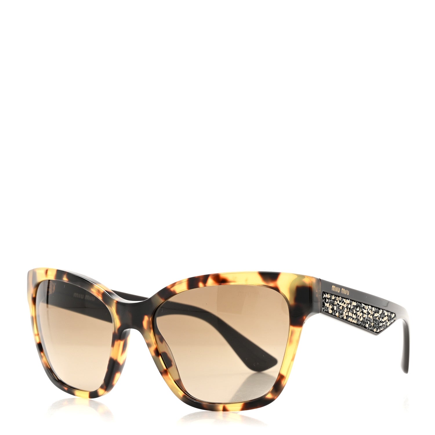 Miu Miu Acetate Crystal Cat Eye SMU07R Sunglasses Tortoise 1 of 7