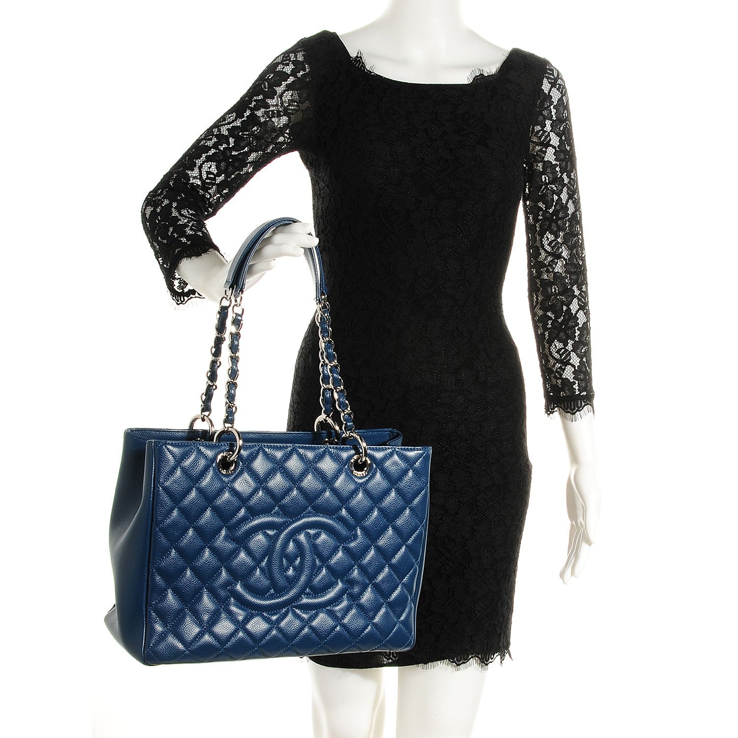 Chanel Caviar Grand Shopping Tote GST Dark Blue 2 of 8