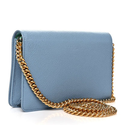 Miu Miu Goatskin Madras Chain Crossbody Light Blue 3 of 8