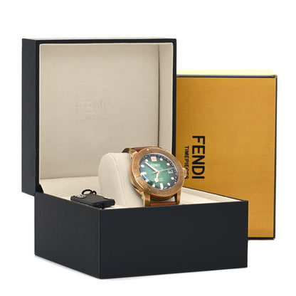 Fendi Stainless Steel Bronze Calfskin 42mm Aqua Diver Automatic Watch Green 5 of 5