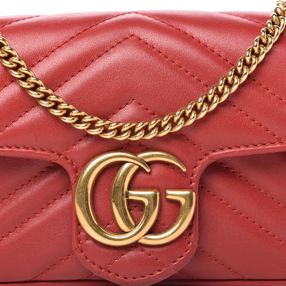 Gucci Calfskin Matelasse Super Mini GG Marmont Shoulder Bag Hibiscus Red 10 of 10