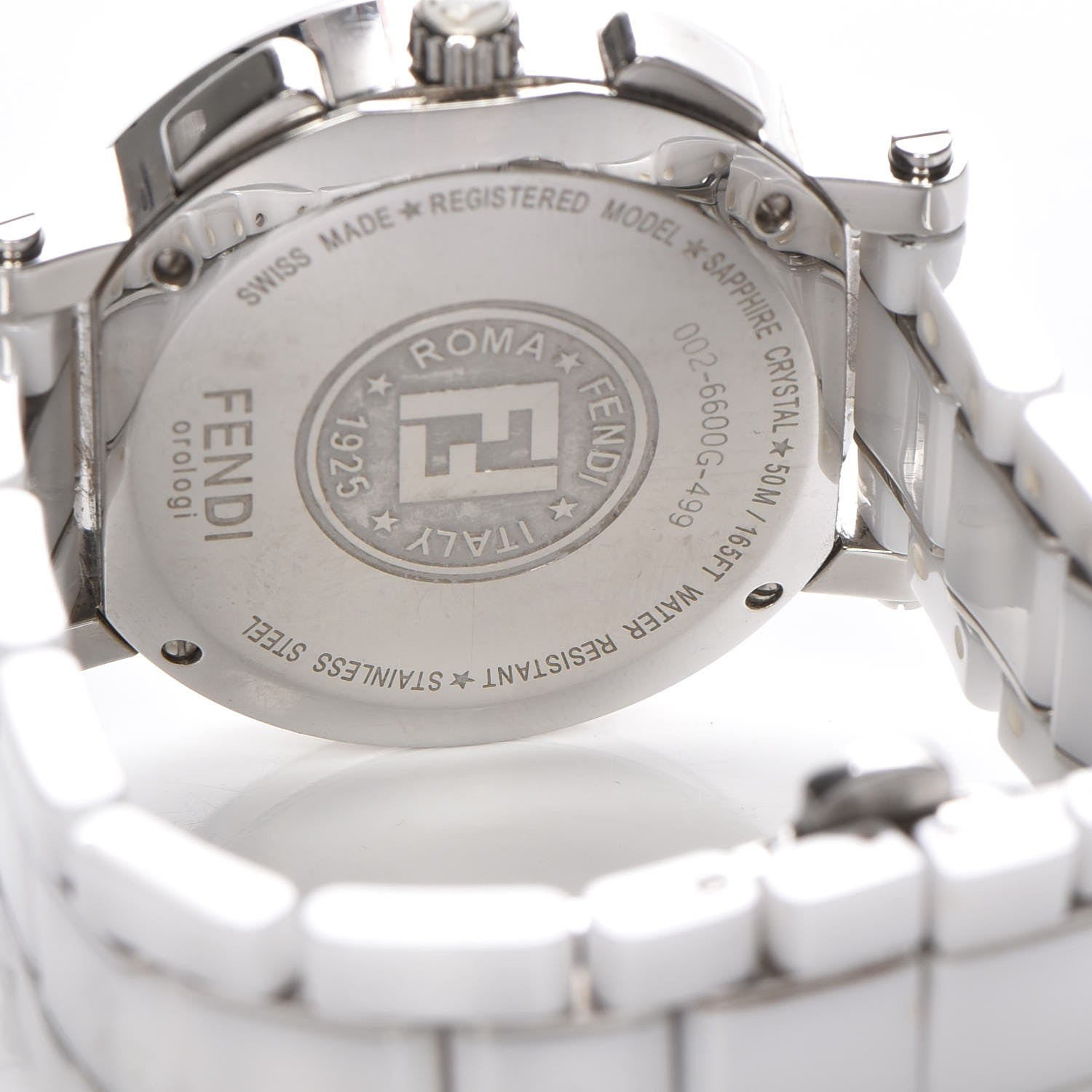 Fendi Stainless Steel Ceramic 38mm Chronograph Quartz Watch White 6 of 10