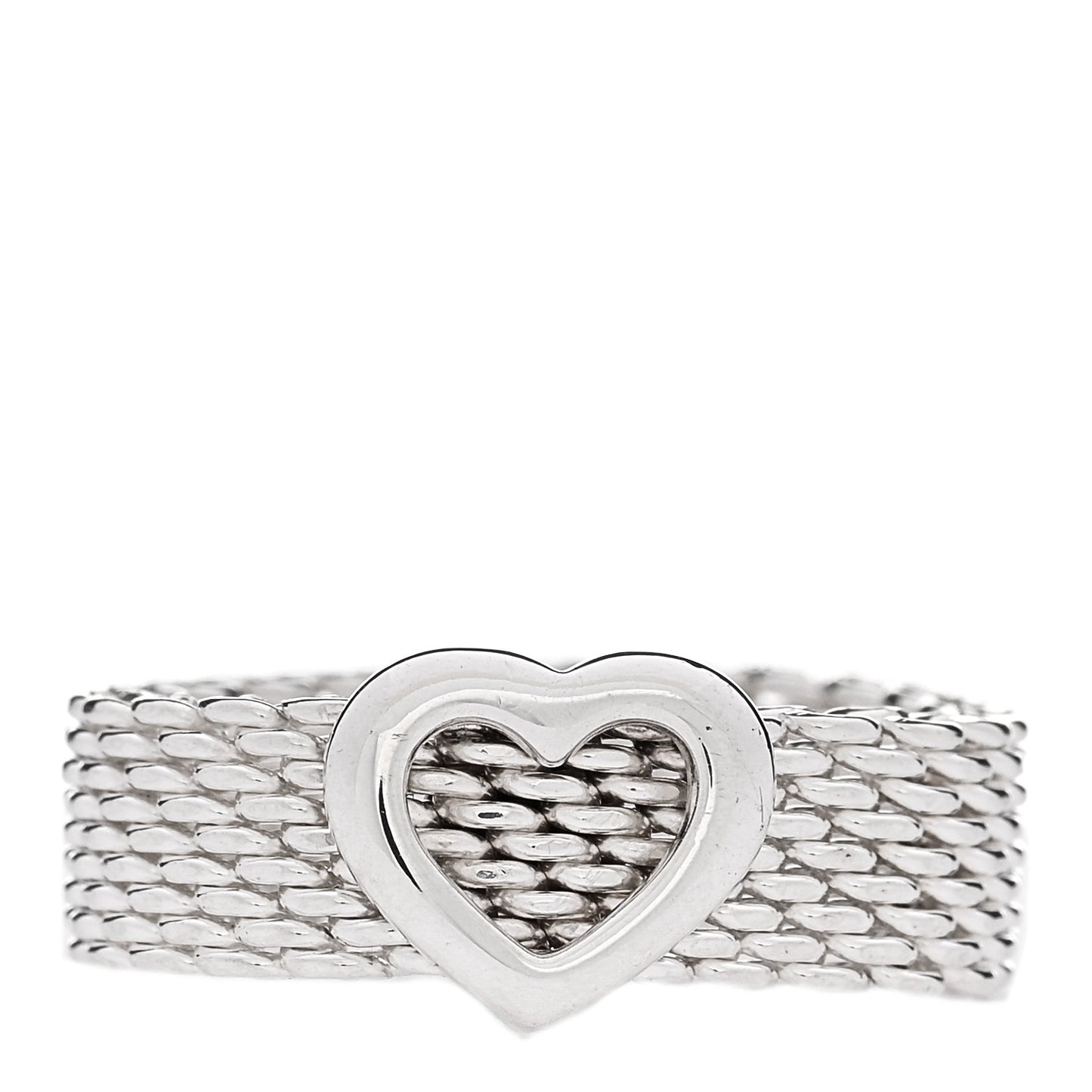 Sterling Silver Somerset Mesh Heart Ring 56 7.5