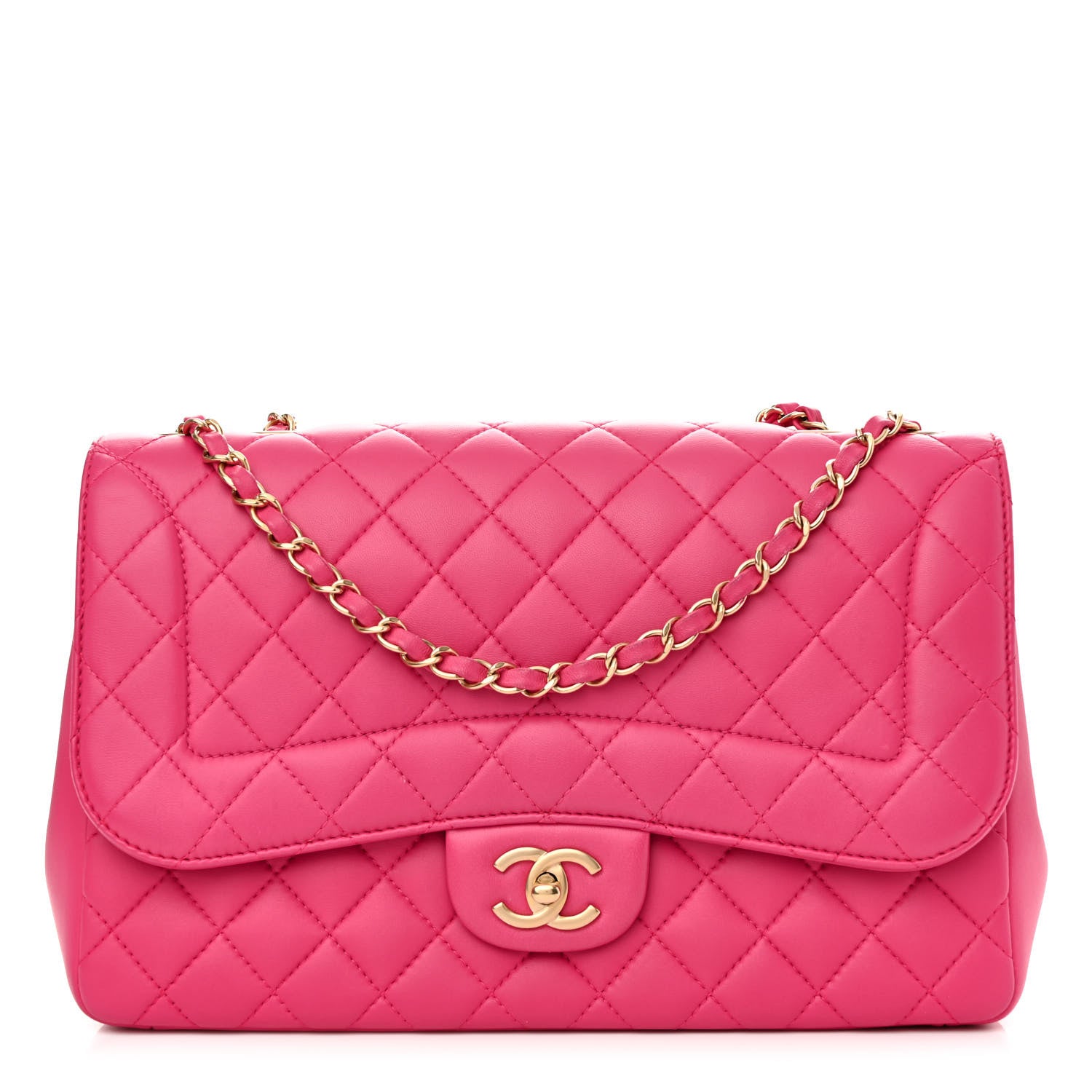 Chanel Lambskin Quilted Jumbo Mademoiselle Chic Flap Fuchsia 1 of 11