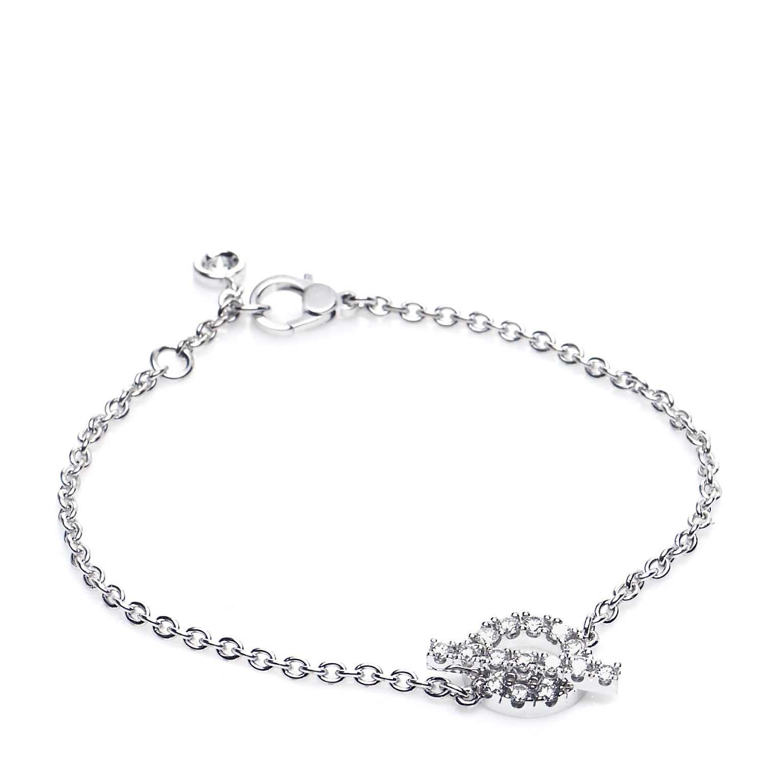 Hermes 18K White Gold Diamond Finesse Bracelet SH 1 of 7