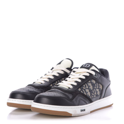 Christian Dior Smooth Calfskin Jacquard Oblique Mens B27 Low Top Sneakers 43 Black Blue 2 of 9