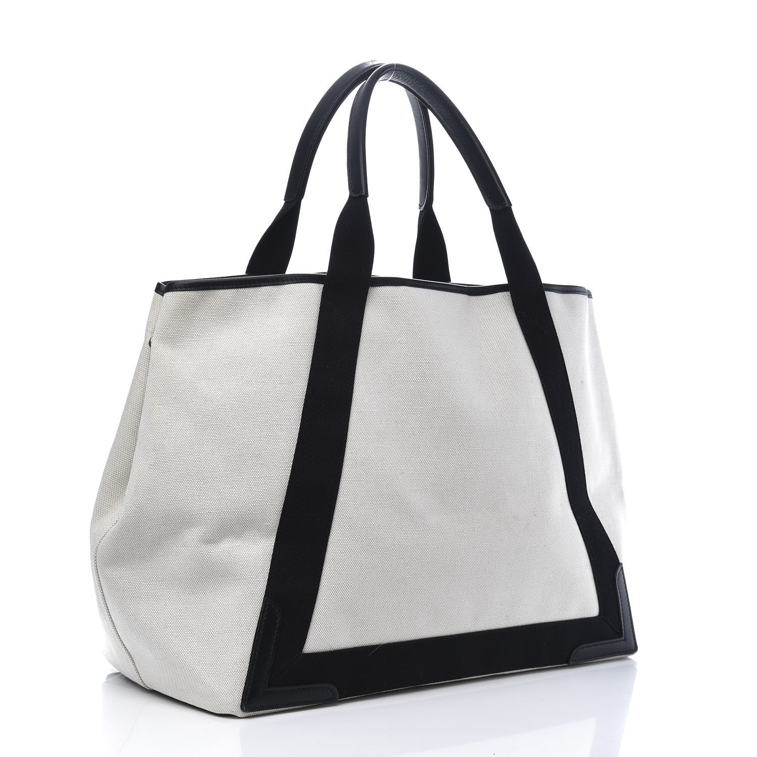 Balenciaga Cotton Canvas Calfskin M Navy Cabas Natural Black 4 of 13