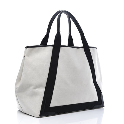 Balenciaga Cotton Canvas Calfskin M Navy Cabas Natural Black 4 of 13