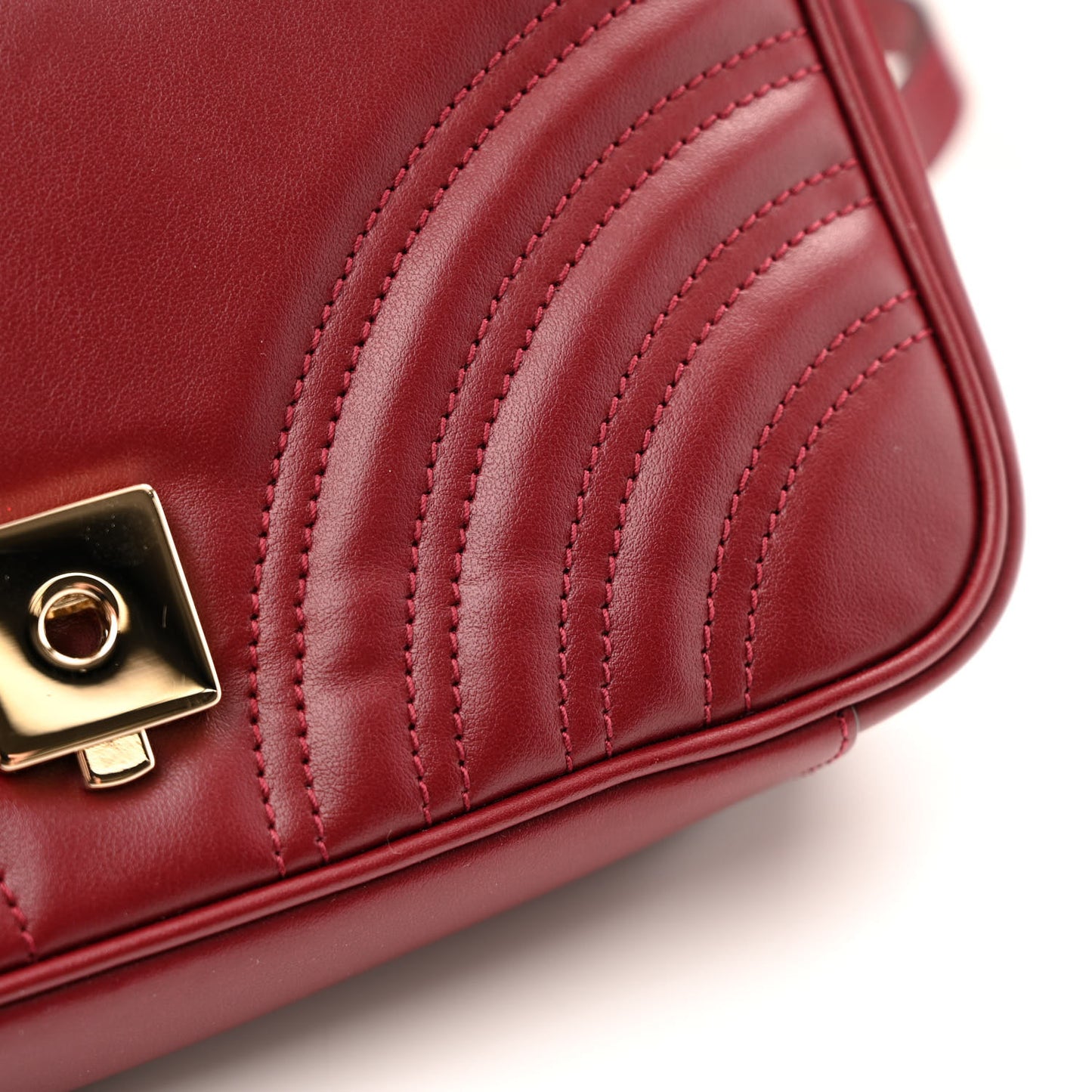 Calfskin Matelasse Mini GG Marmont Shoulder Bag Rosso Ancora