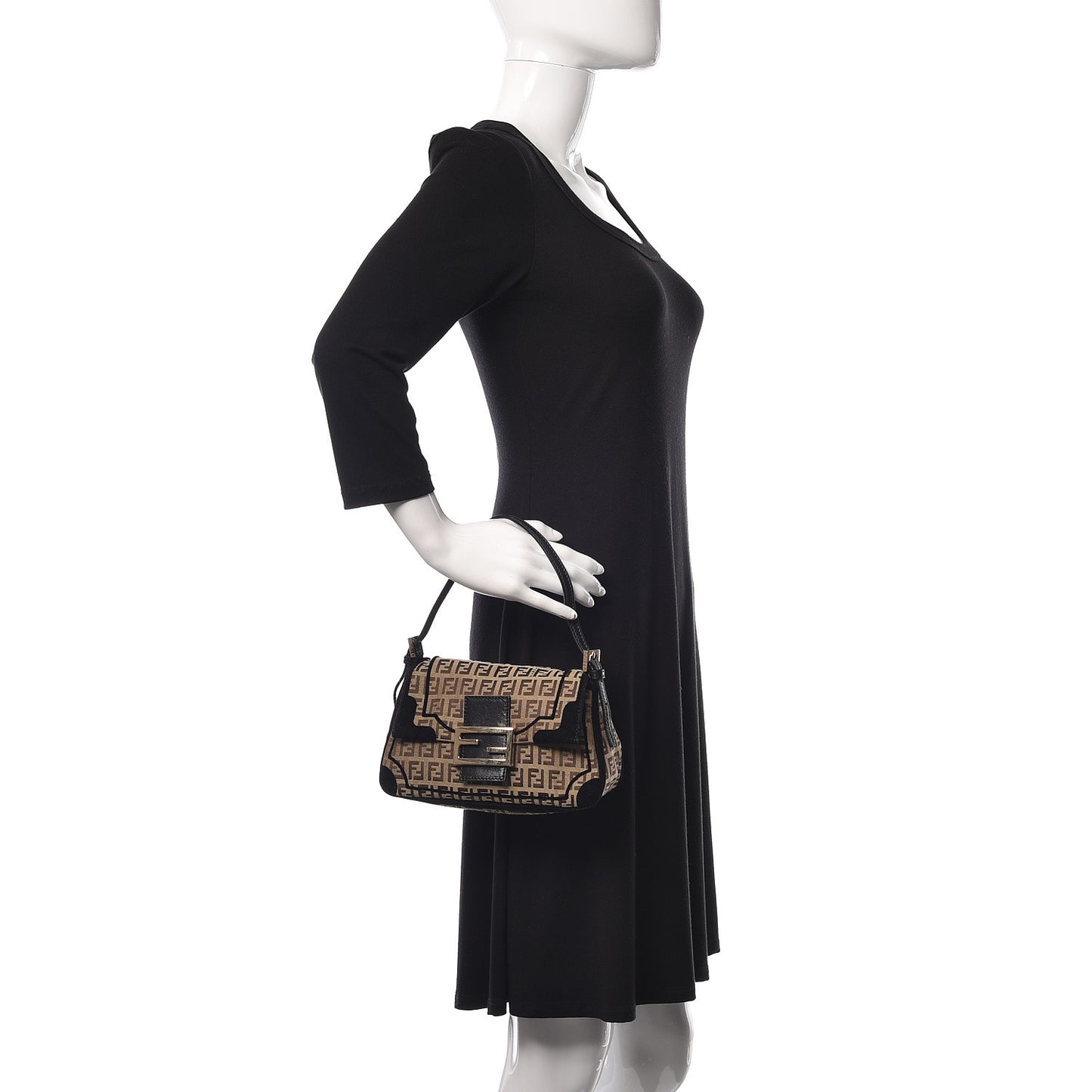 Zucchino Velvet Vitello Mini Mama Tube Bag Mogano Panna Black