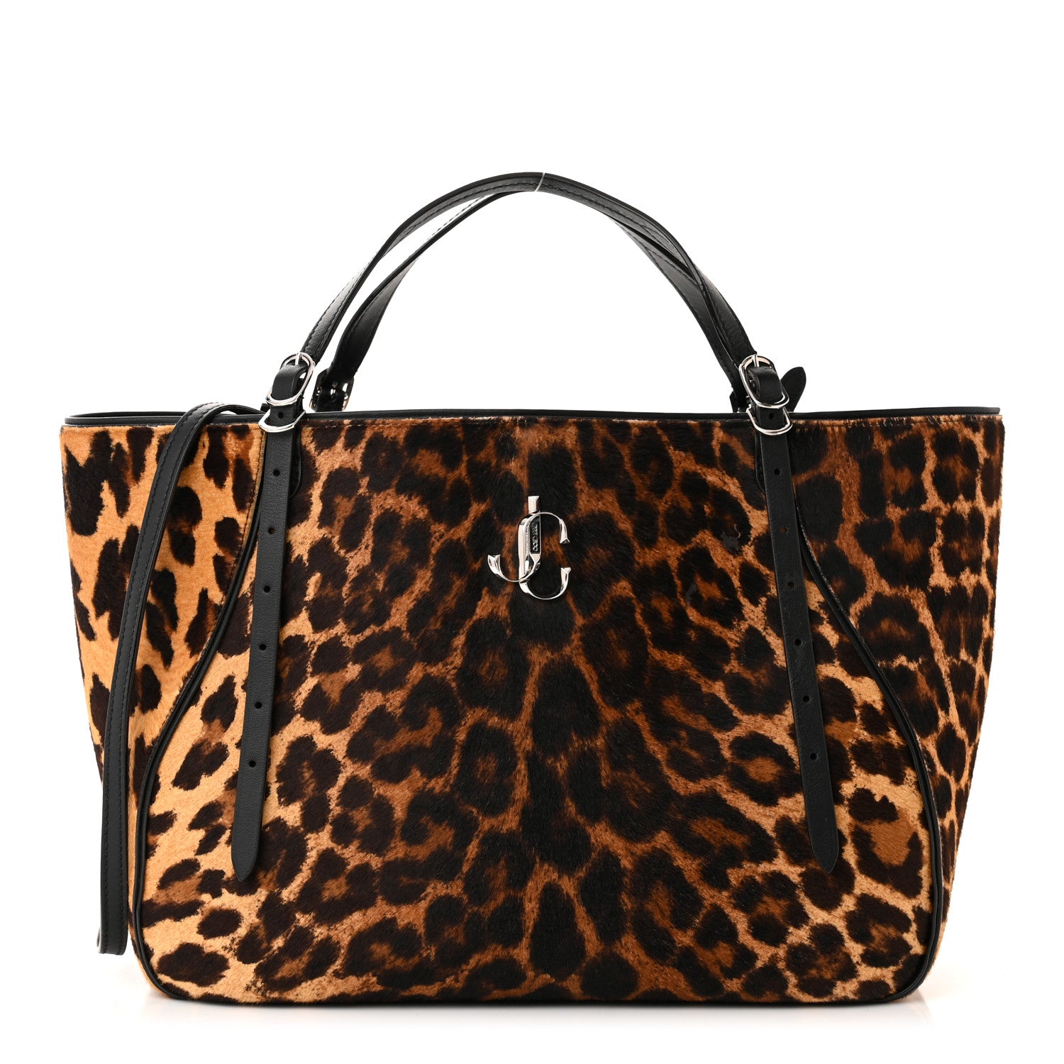 Jimmy Choo Pony Hair Leopard Print Large Varenne Tote Bag Natural 1 of 12