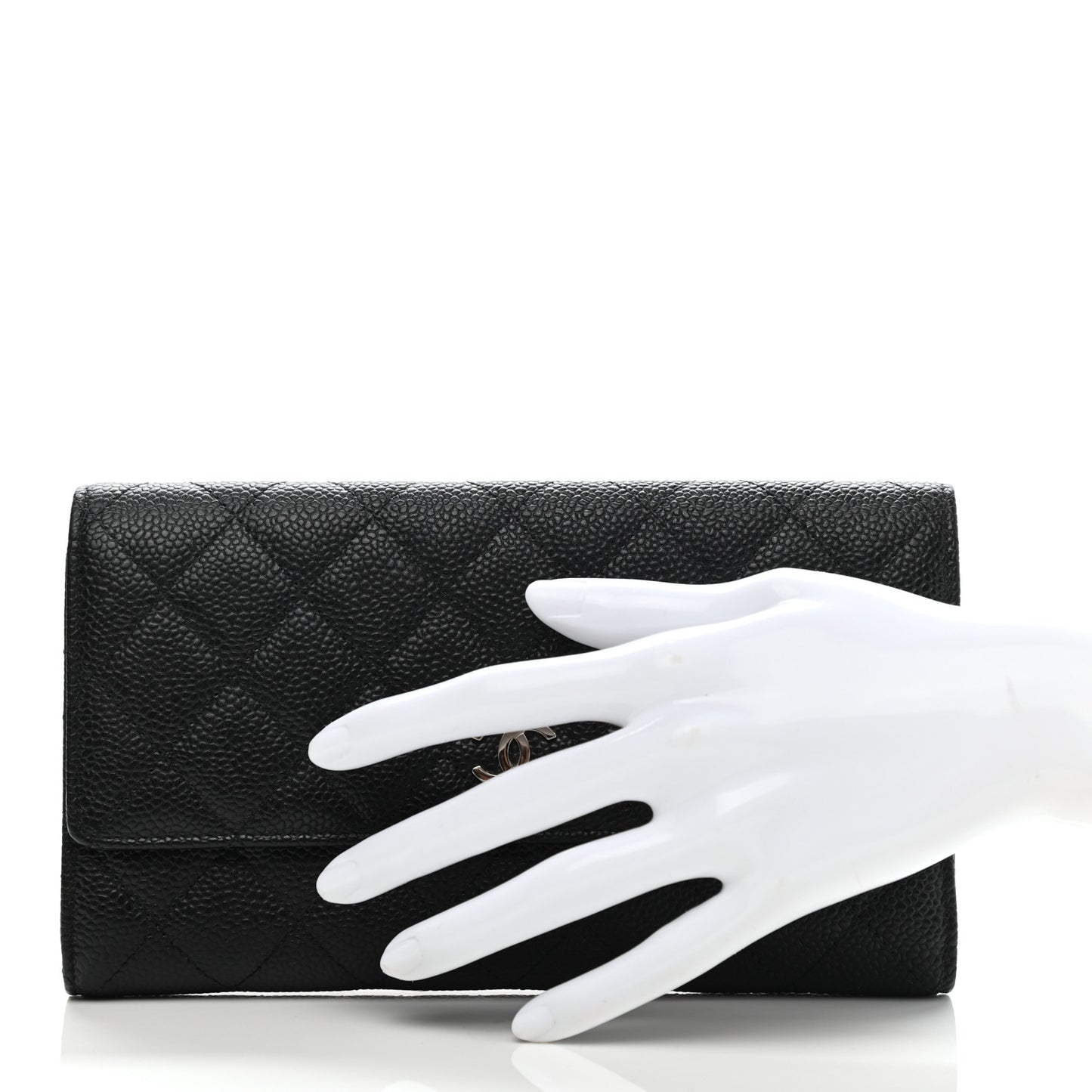 Caviar Quilted Flap Wallet Black