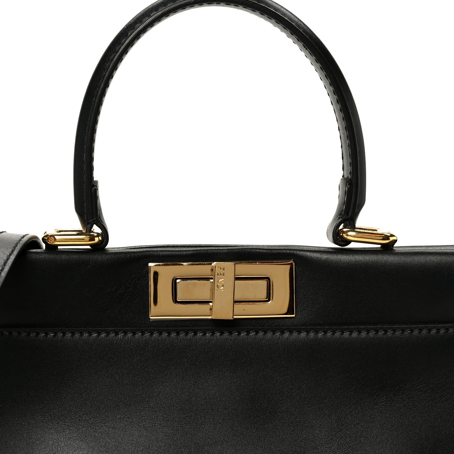 Fendi Vitello Morgan Fabric Jacquard Pequin Medium Peekaboo Iconic Satchel Black Tobacco 9 of 11