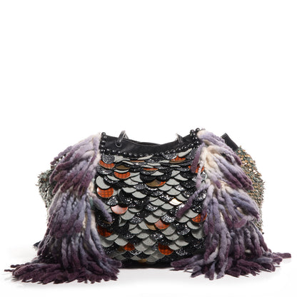 Fendi Wool Sequin Calfskin Ricami Embroidered Pillow Grande Voodoo Tote 1 of 9