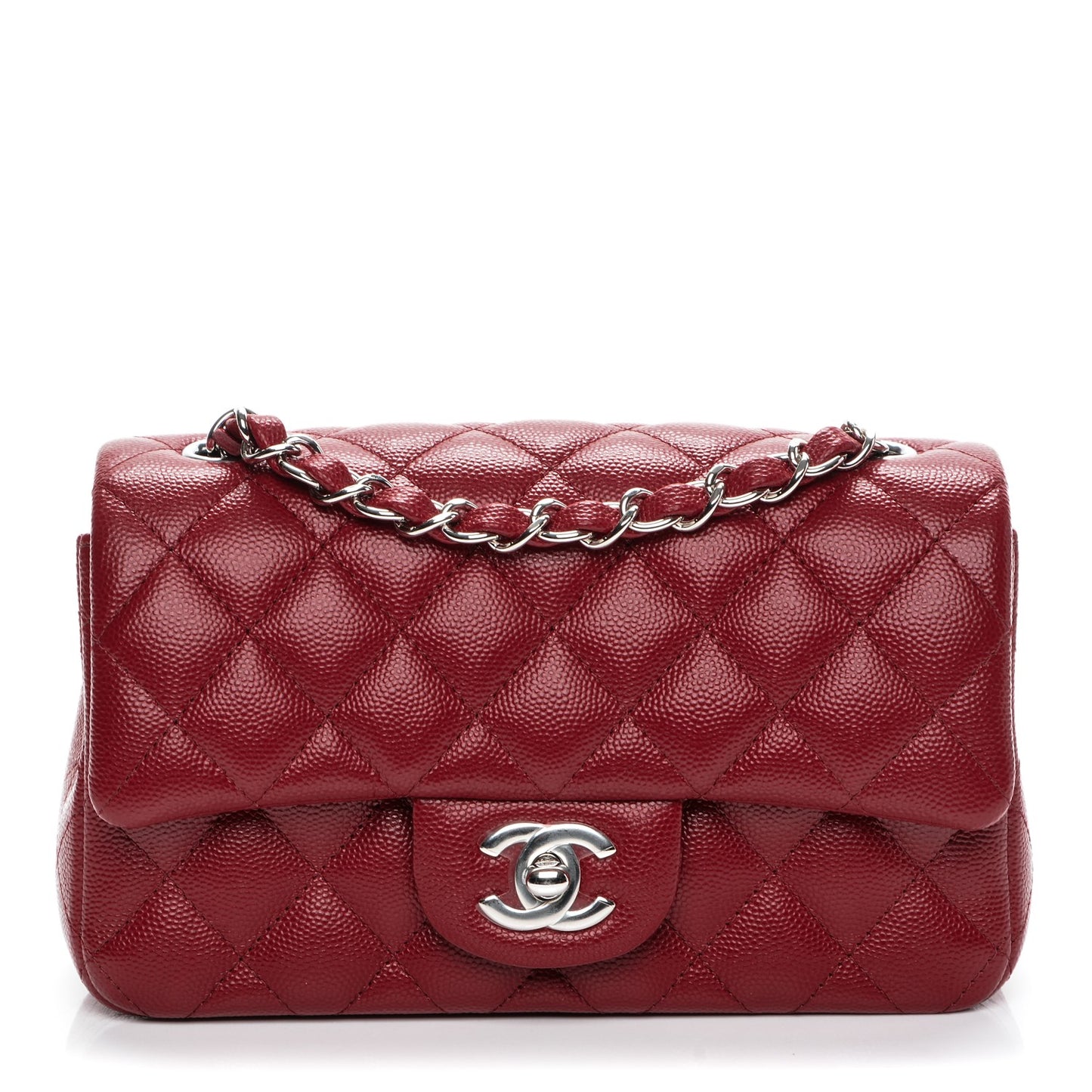 Caviar Quilted Mini Rectangular Flap Red