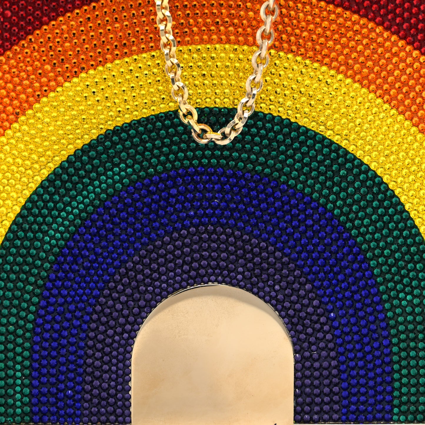 Crystal Rainbow Minaudiere Clutch Gold Multicolor
