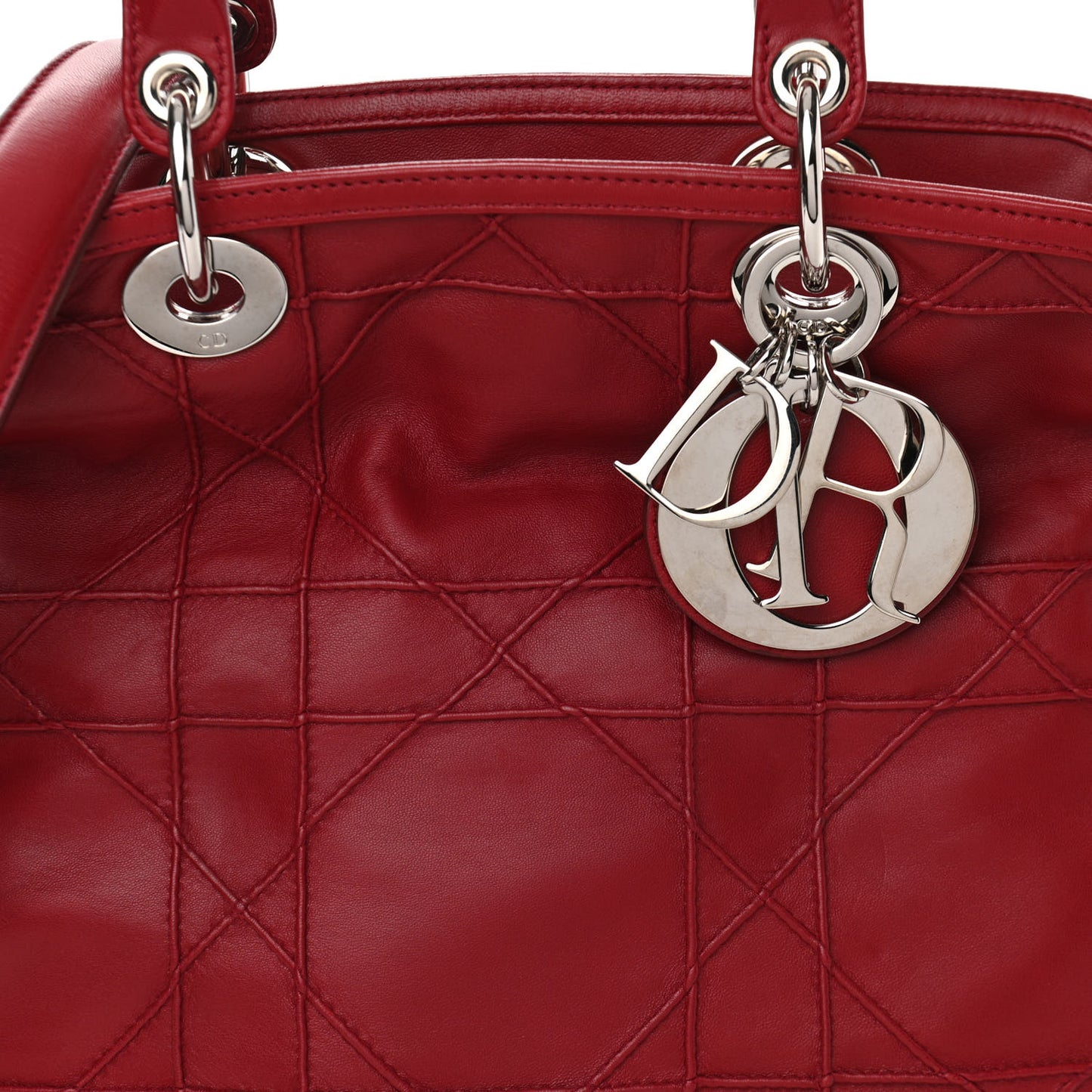 Lambskin Cannage Medium Granville Tote Red