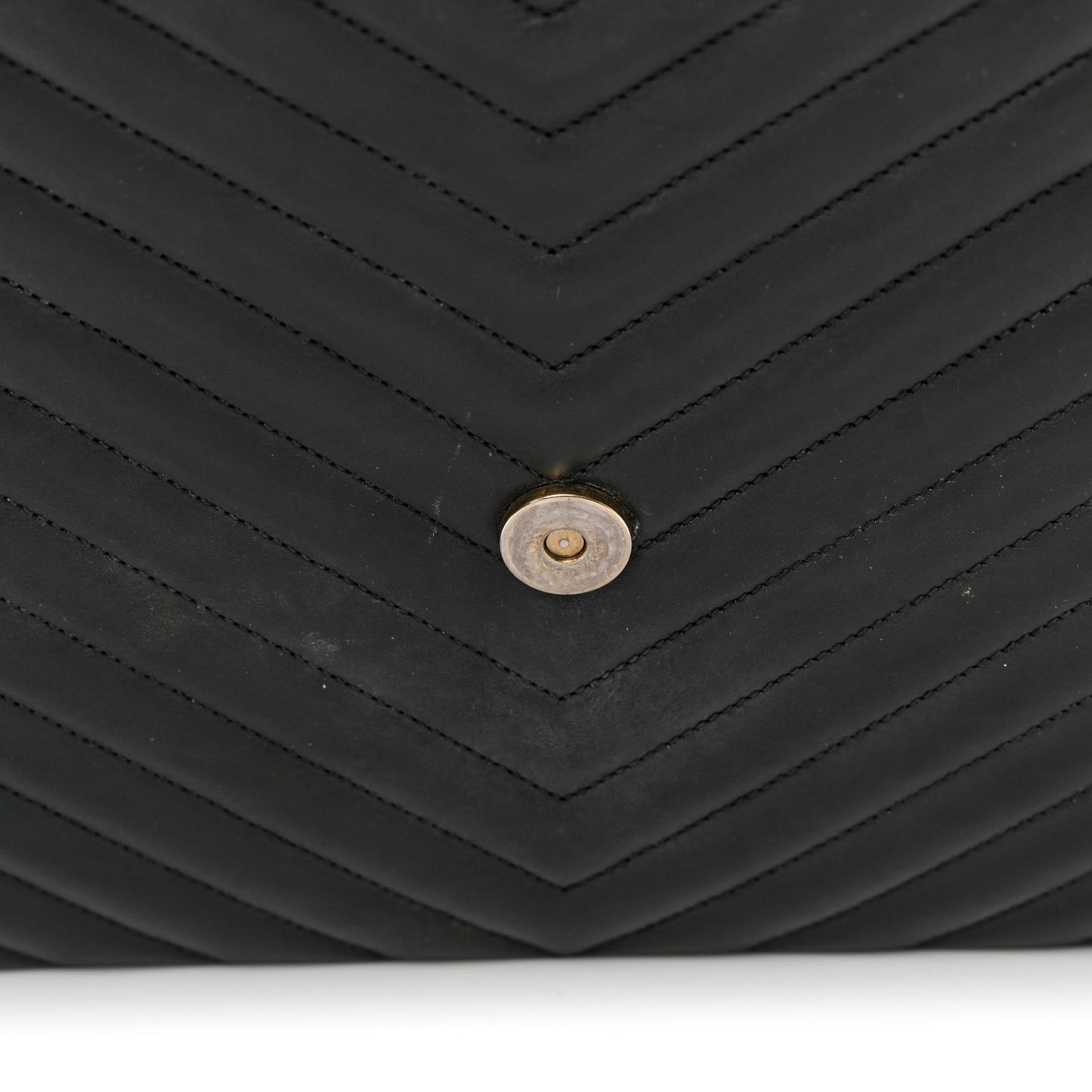 Smooth Calfskin Matelasse Chevron Large Monogram Satchel Black