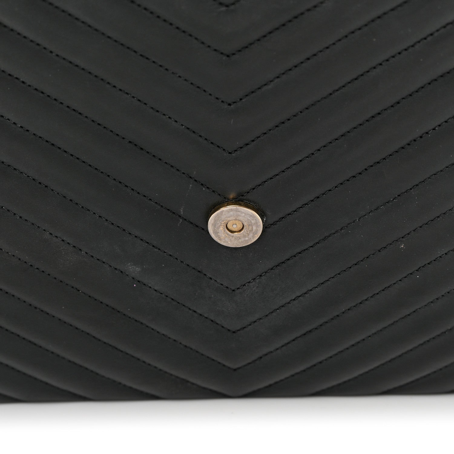 Saint Laurent Smooth Calfskin Matelasse Chevron Large Monogram Satchel Black 19 of 19