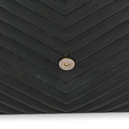 Saint Laurent Smooth Calfskin Matelasse Chevron Large Monogram Satchel Black 19 of 19
