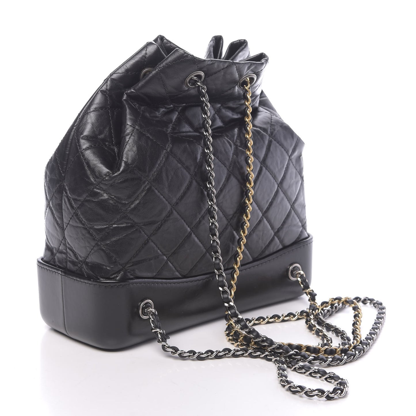 Aged Calfskin Quilted Gabrielle Backpack Black